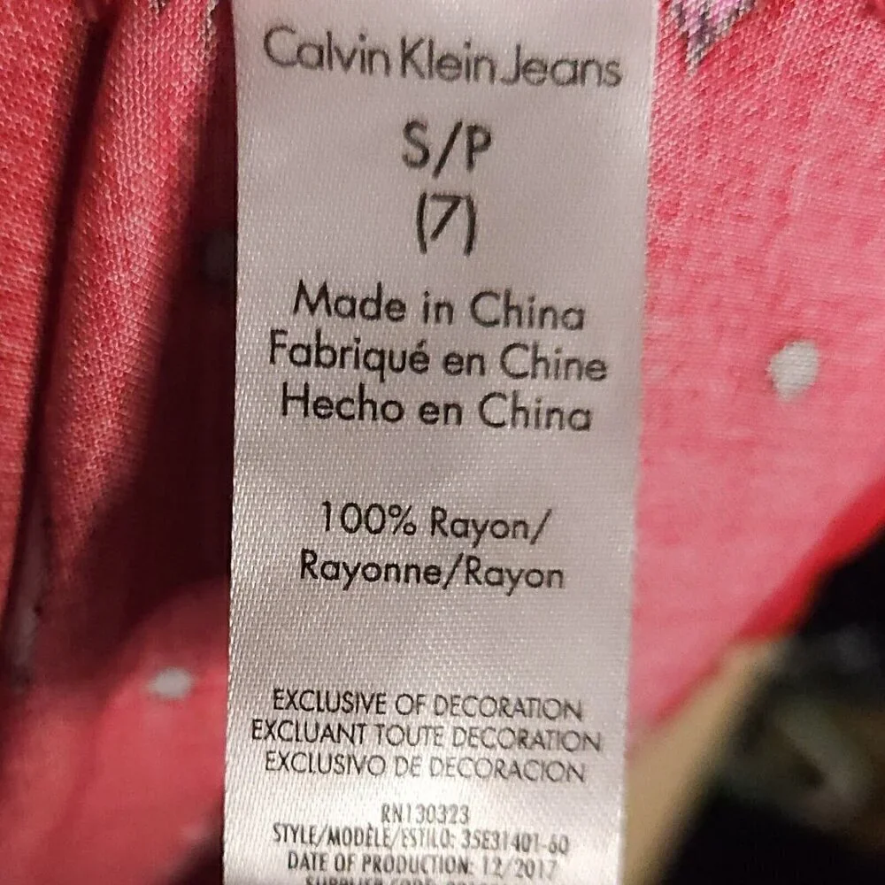 Calvin Klein Jeans Red Strappy A Line Lip Print Dress 7